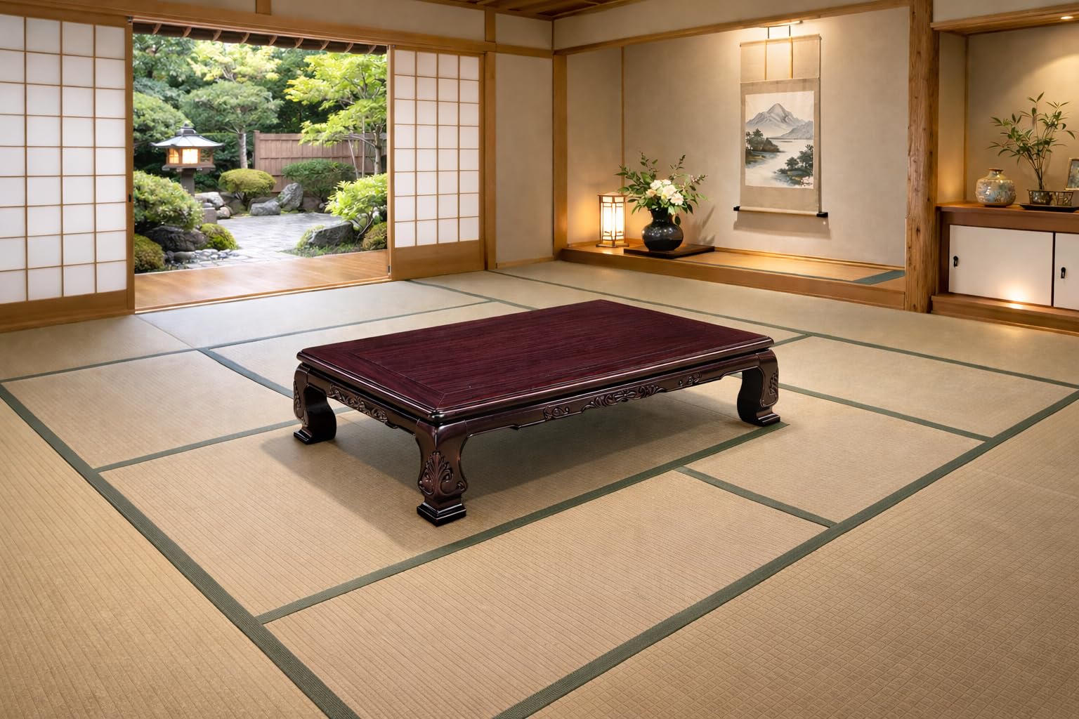 Amazon｜ローテーブル/座卓/座敷机 純和風座卓 180巾長方形 宝来（ほう